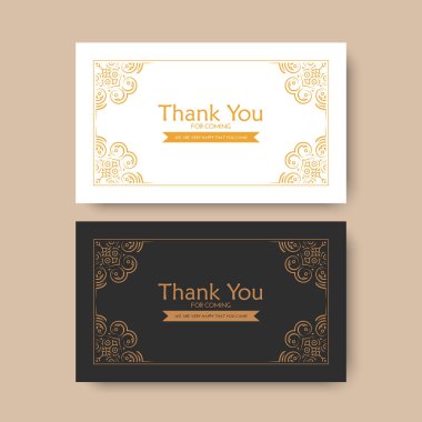 Altın Çerçeveli Zarif Dekoratif Teşekkür Kartı Tasarımı