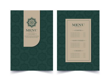 Koyu Yeşil Çiçek desenli Zarif Dekoratif Menü Tasarım Şablonu