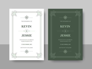 Çiçek Sınırı Tasarım Şablonlu Zarif Minimalist Düğün Davetiyesi