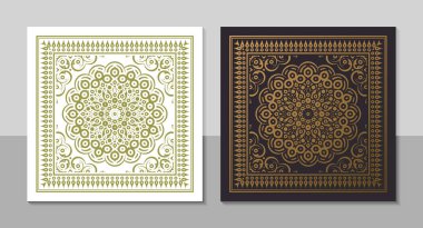 Süslü Detaylı Mandala Dekoratif Çerçeve Sınırı Zarif Tasarım Elemanı