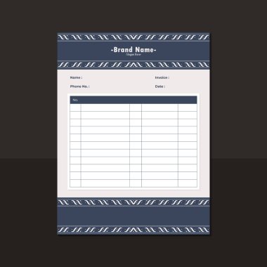 Dekoratif Sınır Eleman Tasarımı ile Modern Minimalist Fatura Şablonu