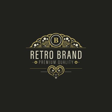 Zarif Dekoratif Retro Brand Kimlik Logosu Tasarım Şablonu Grafik Elemanı