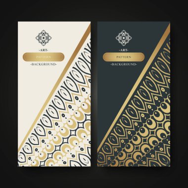 Zarif altın dekoratif tasarımı olan lüks dekoratif sanat arkaplan seti