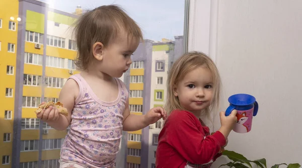 Спілкування між двома маленькими дівчатами — стокове фото