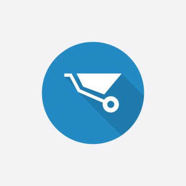 İnşaat el arabası düz mavi basit simge uzun shado ile