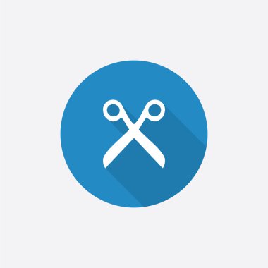 uzun shado düz mavi basit simge makasla