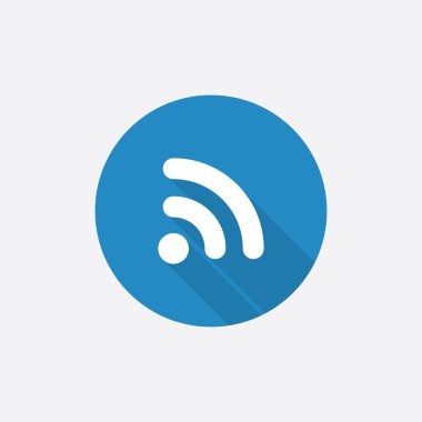 Uzun shado ile WiFi düz mavi basit simgesi