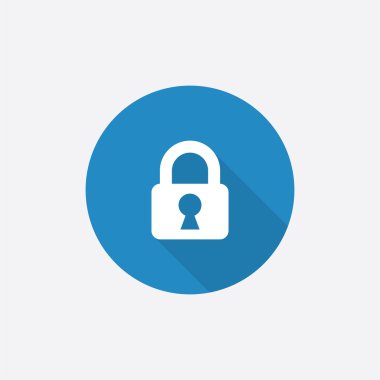 kilit düz mavi basit simge uzun shado ile