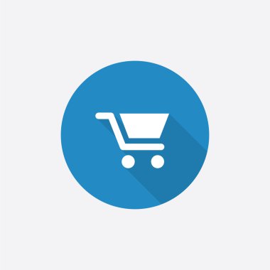 alışveriş sepeti düz mavi basit simge uzun shado ile