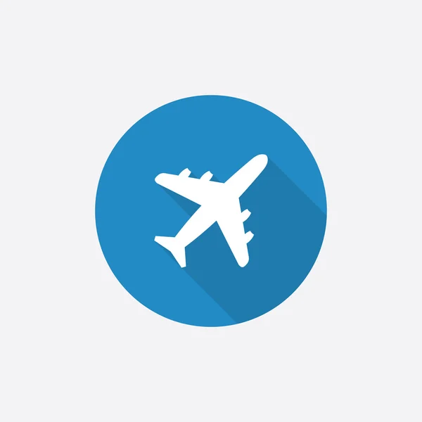 Літак плоский синій Проста ікона з довгим шадо — стоковий вектор