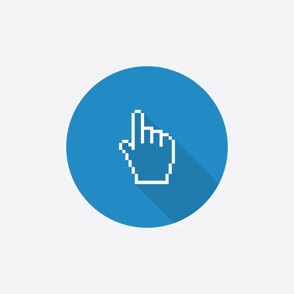 Puntatore pixel cursore piatto blu Icona semplice con shado lungo — Vettoriale Stock