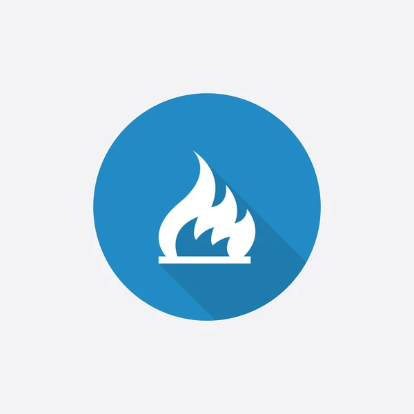 Fuego plano azul Icono simple con shado largo — Vector de stock