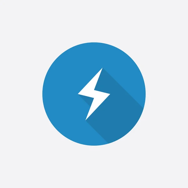 Fulmine piatto blu semplice icona con lunga shado — Vettoriale Stock
