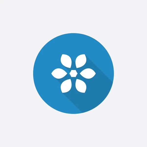 Bloem platte blauwe eenvoudige pictogram met lange shado — Stockvector