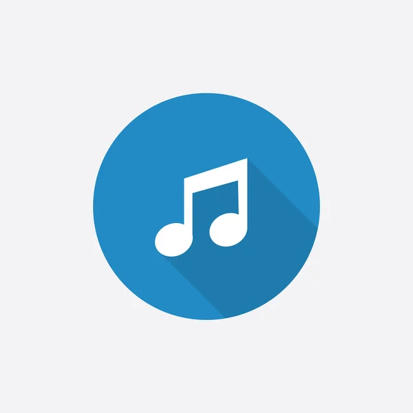 Muziek platte blauwe eenvoudige pictogram met lange shado — Stockvector