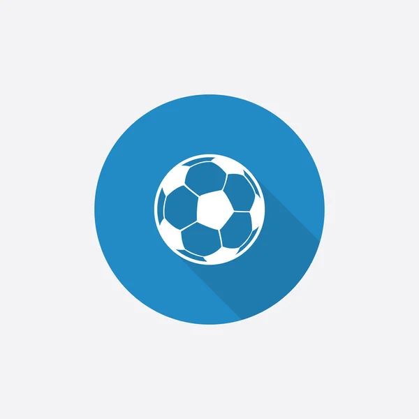 Pelota de fútbol plana azul Icono simple con shado largo — Vector de stock