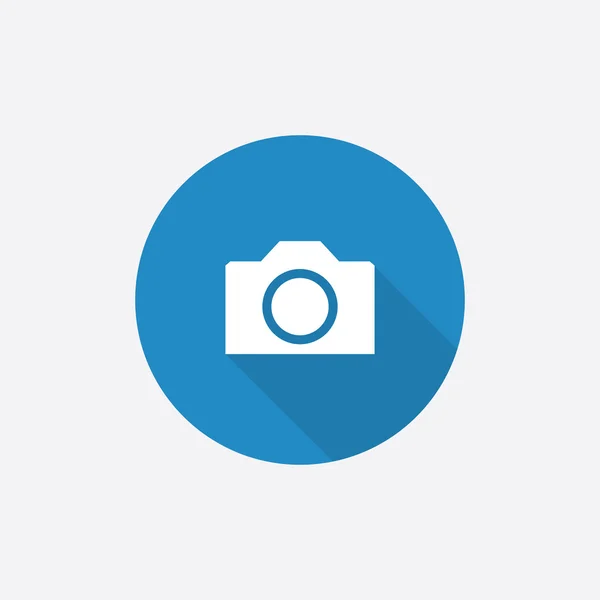 Camera Flat Blue Simple Icon with long shado — Stock Vector