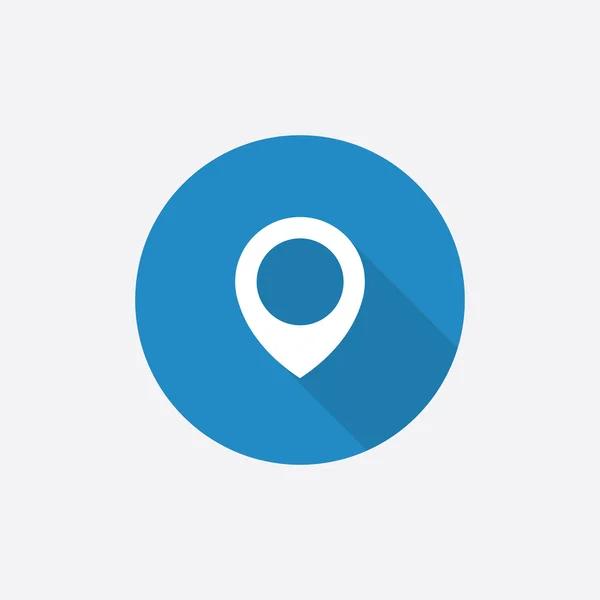 Mapa pin Flat Blue jednoduchý ikona s dlouhou shado — Stockový vektor