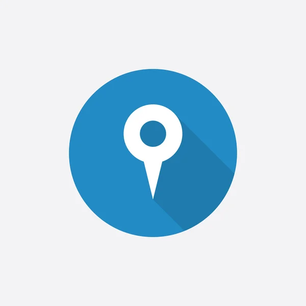 Mapa pin Flat Blue jednoduchý ikona s dlouhou shado — Stockový vektor