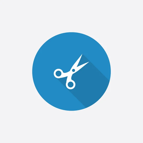 Nůžky Flat Blue jednoduchý ikona s dlouhou shado — Stockový vektor