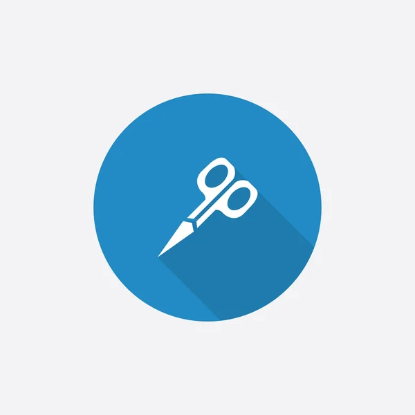 Schere flach blau einfaches Symbol mit langem Schatten — Stockvektor
