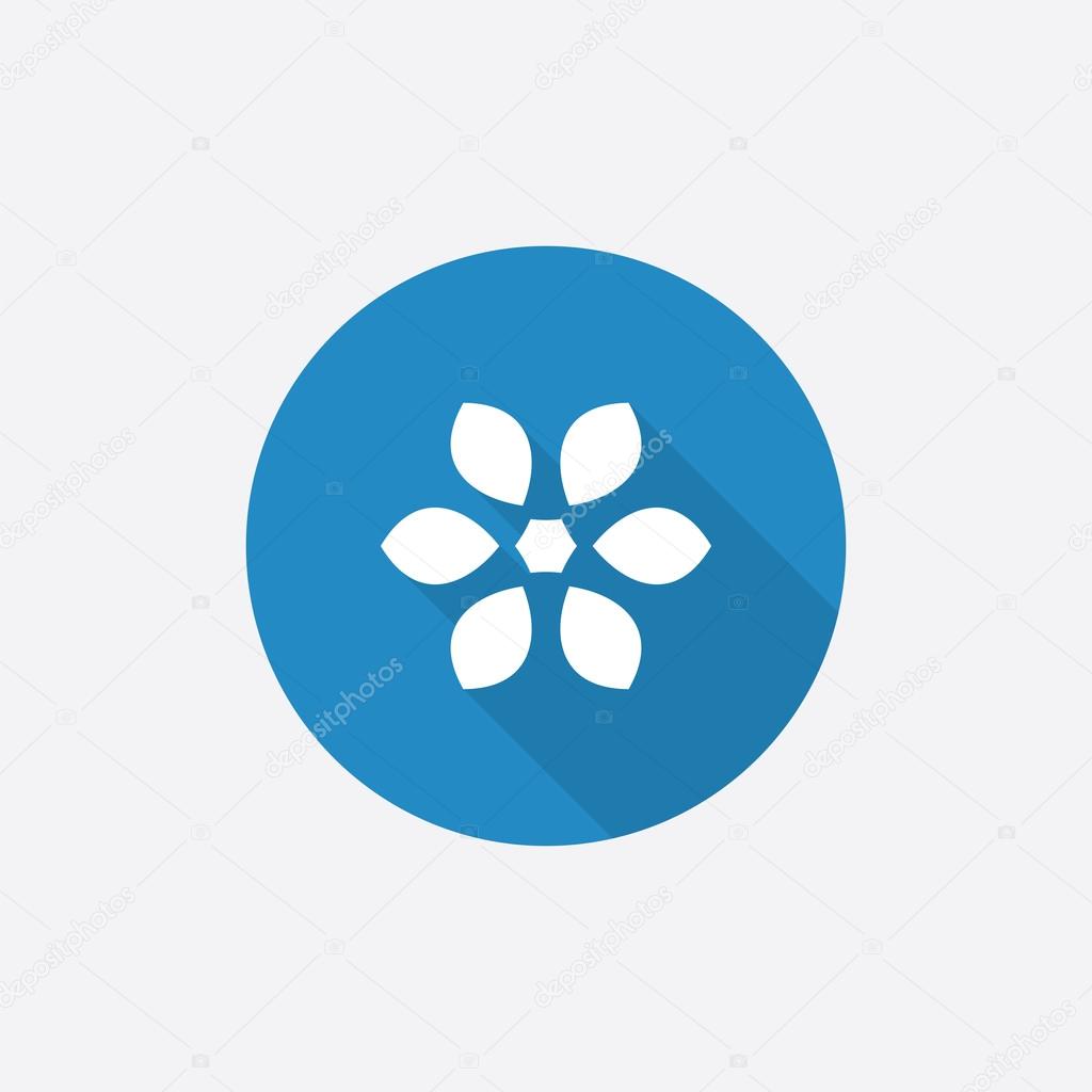 flower Flat Blue Simple Icon with long shado