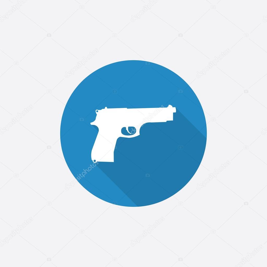 gun Flat Blue Simple Icon with long shado