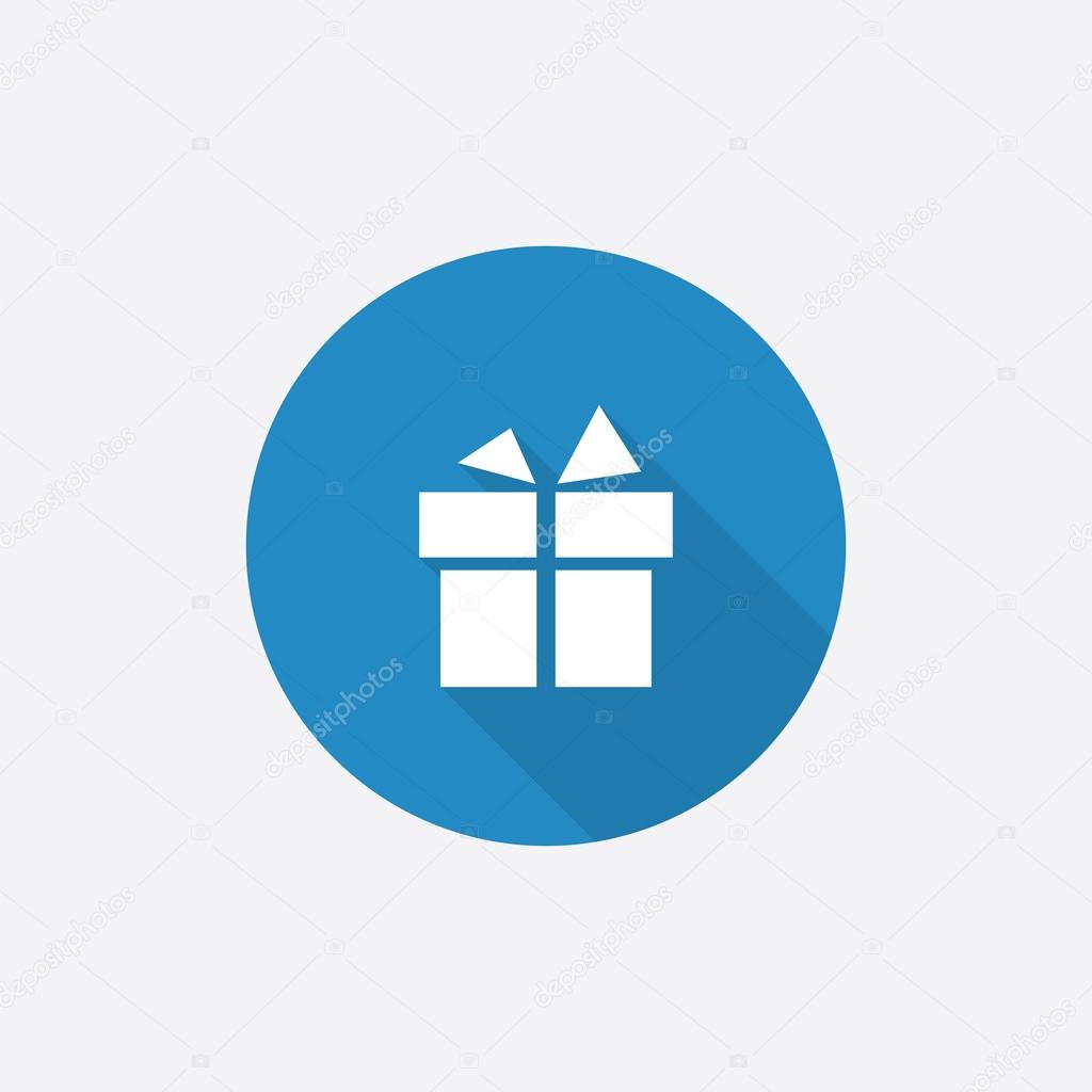 gift Flat Blue Simple Icon with long shado