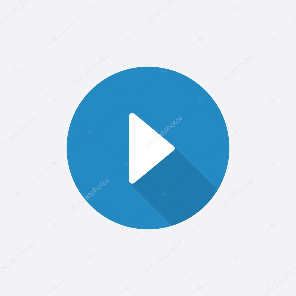 play Flat Blue Simple Icon with long shado