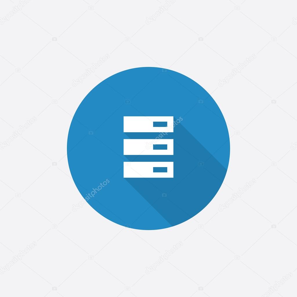 server Flat Blue Simple Icon with long shado