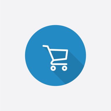 alışveriş sepeti düz mavi basit simge uzun shado ile