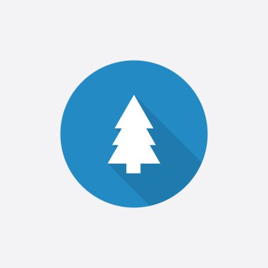 köknar ağacı düz mavi basit simge uzun shado ile