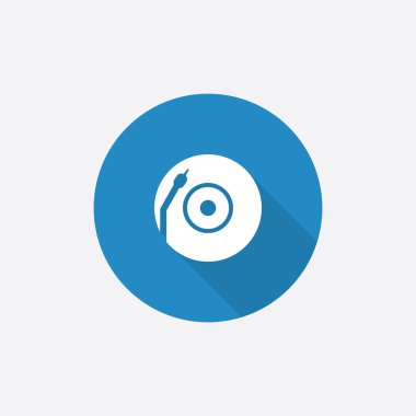Vinyl turntable Flat Blue Simple Icon with long shado clipart
