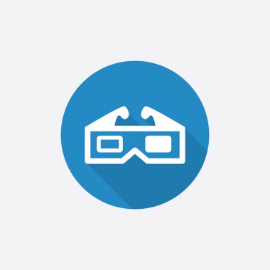 3D film düz mavi basit simge uzun shado ile