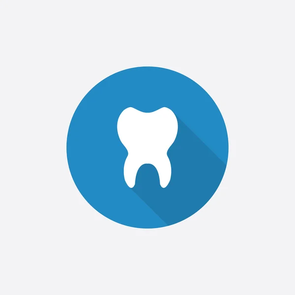 Tooth platte blauwe eenvoudige pictogram met lange shado — Stockvector