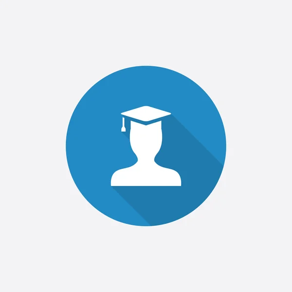 Postdoctoraal student platte blauwe eenvoudige pictogram met lange shado — Stockvector
