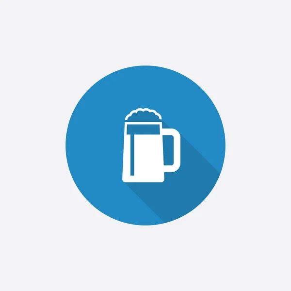 Vaso de cerveza Flat Blue Simple Icono con shado largo — Vector de stock