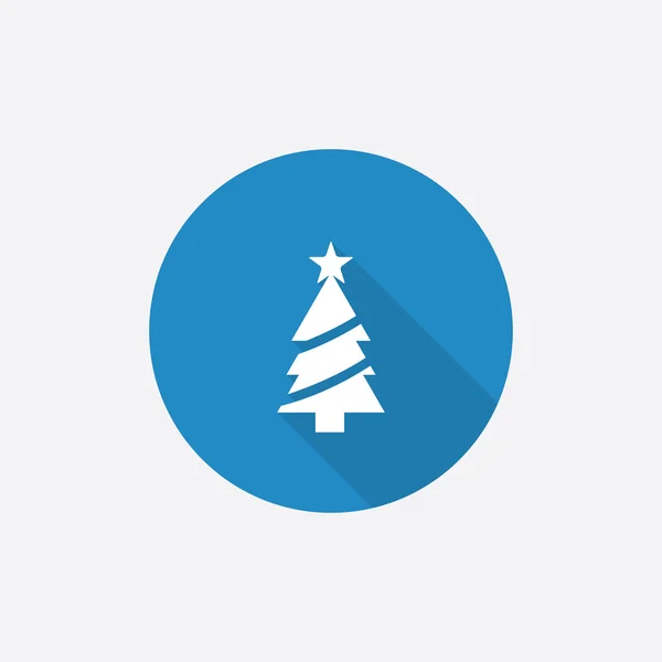 Christmas tree Flat Blue Simple Icon with long shado — Stock Vector