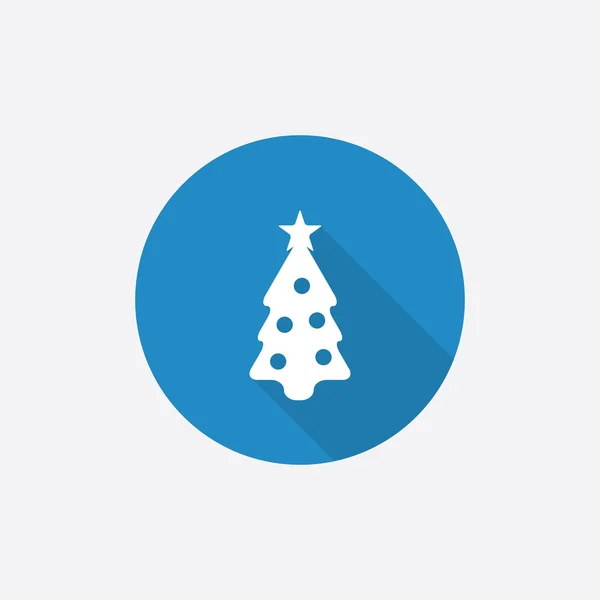 圣诞节树平蓝色简单图标与长阴影 — 图库矢量图片