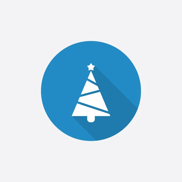 Christmas tree Flat Blue Simple Icon with long shado — Stock Vector