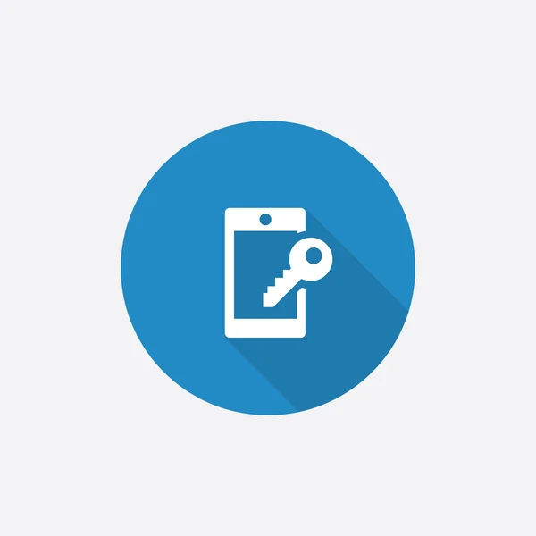 Bloqueo de teléfono inteligente Flat Blue Simple Icono con shado largo — Vector de stock