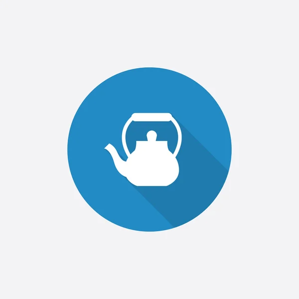 Čajová konvice ploché modrý jednoduchý ikona s dlouhou shado — Stockový vektor