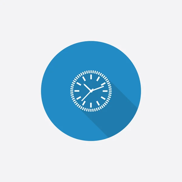 Time circle Flat Blue Simple Icon with long shado — Stock Vector