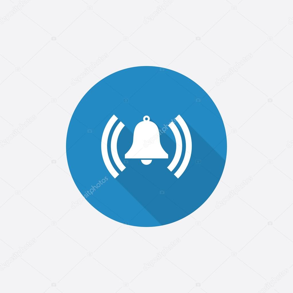 alarm bell Flat Blue Simple Icon with long shado