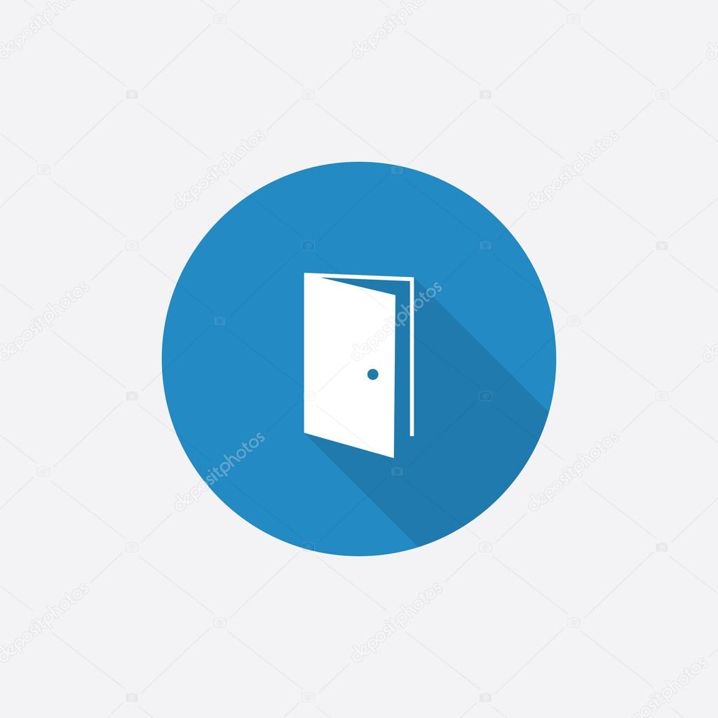 open door Flat Blue Simple Icon with long shado
