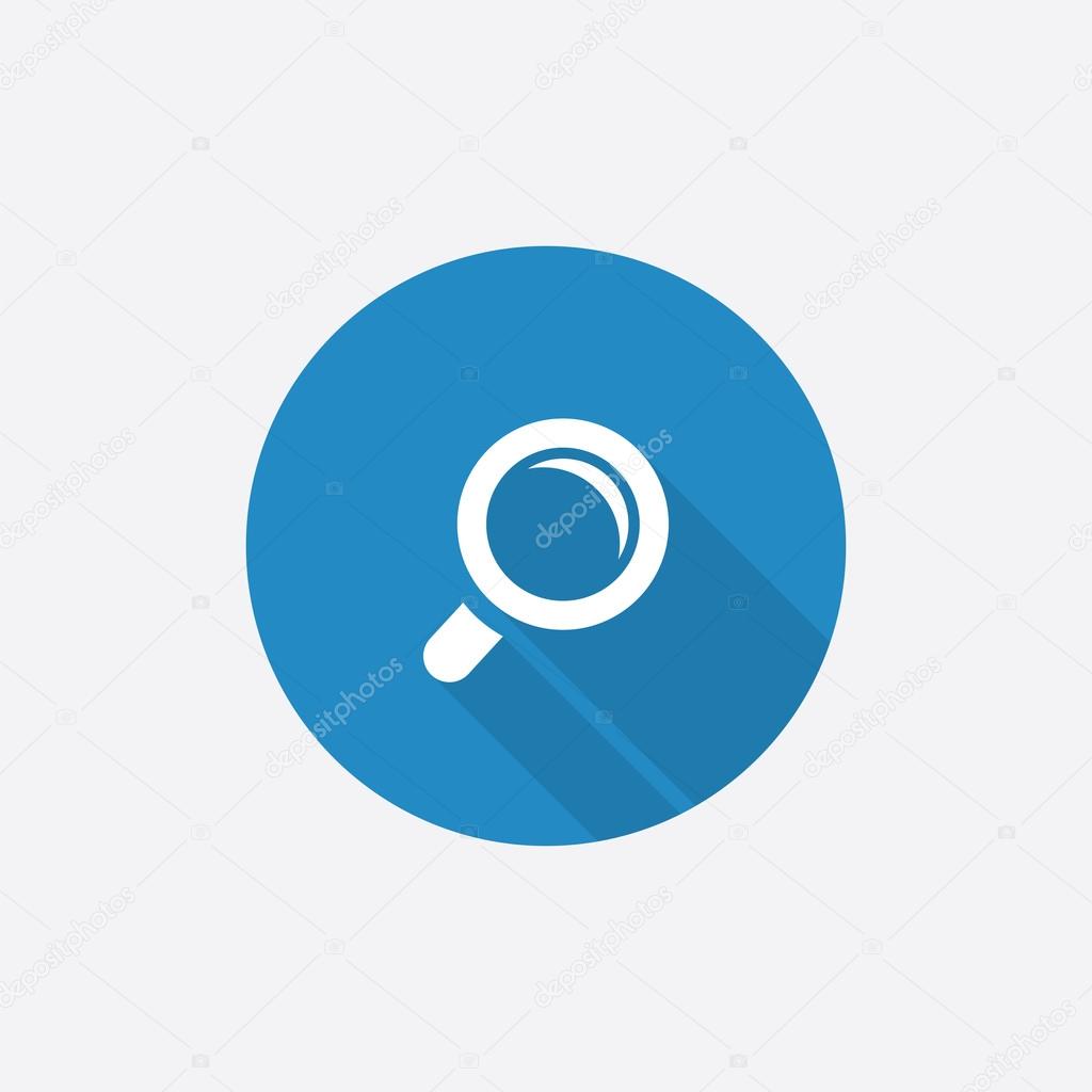 magnifier Flat Blue Simple Icon with long shado