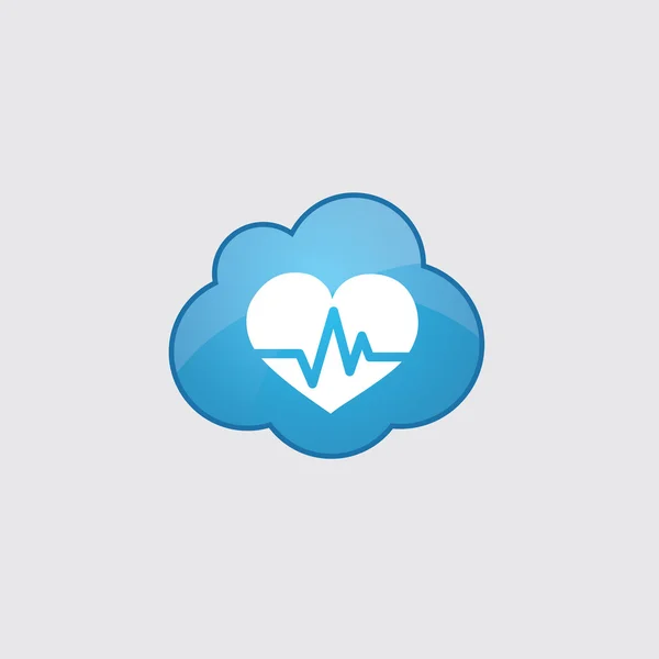 Mavi bulut kalp nabız ICO — Stok Vektör