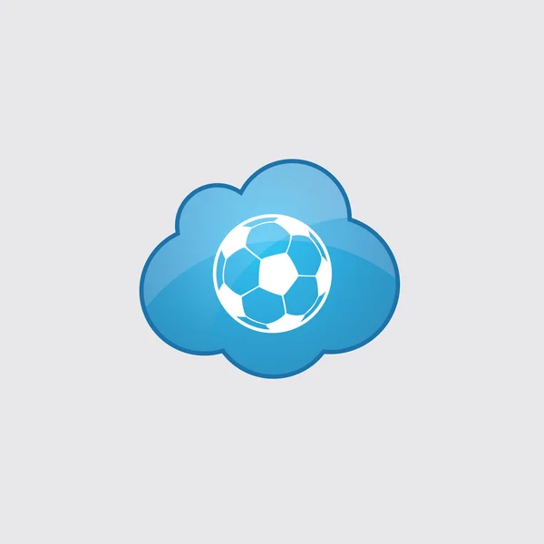 青い雲サッカー ボール ico — ストックベクタ