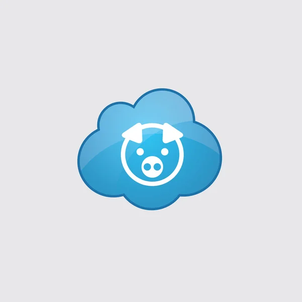 Maiale nuvola blu ico — Vettoriale Stock