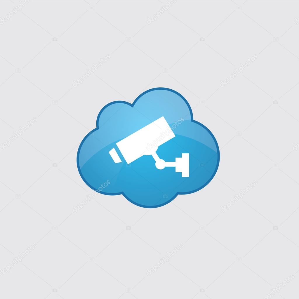 Blue cloud security camera icon
